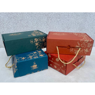 【晶贊】現貨 牛皮系列禮盒款-可裝26～30入濾掛禮盒 彩色牛皮 素牛皮紙盒 附提繩 包裝盒 禮盒 咖啡包裝禮盒