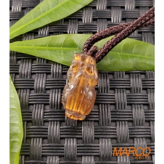 【MARCO寶石】紅銅鈦貔貅 墜子073 吊墜 墜飾 項鍊 開運招財 天然水晶 鈦晶 發晶 晶體透亮