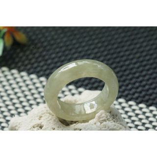 熱賣U369玉戒指❀ 14#翡翠玉A貨冰潤淡黃寬版玉戒圈指環戒子【緬甸玉翠軒】玉首飾品 男女款式 尾戒