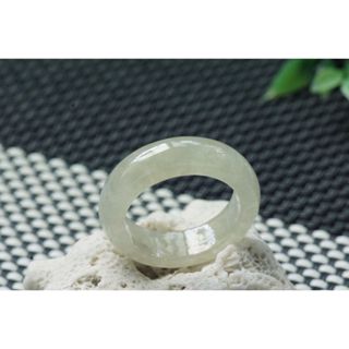 熱賣U376玉戒指❀ 14#翡翠玉A貨冰潤淡黃寬版玉戒圈指環戒子【緬甸玉翠軒】玉首飾品 男女款式 尾戒