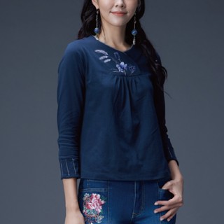 古典美 麥穗刺繡圓弧繡T恤【48003】棉麻/純棉/亞麻/中國風/漢服/茶禪服/手染服