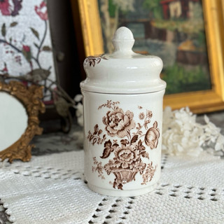 40712-典雅古董Crown Devon 花飾瓷器收納罐Elegant Crown Devon jar