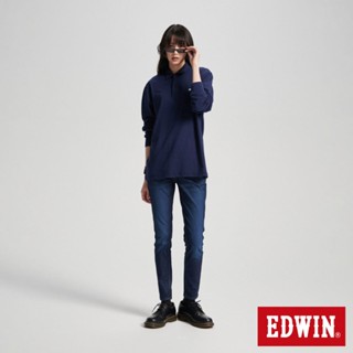 EDWIN 男款 WILD FIRE 經典印花長袖POLO衫(丈青色)