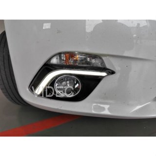 威德汽車精品 15-17 MAZDA3 專用 光導款 倒L型 ㄏ型 DRL 霧燈框 LED 日行燈 霧燈框 雙色