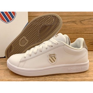 DIBO-KSWISS 女鞋 休閒運動鞋 皮質 小白鞋 盾牌 咖啡牛奶~女生k swiss 96599190