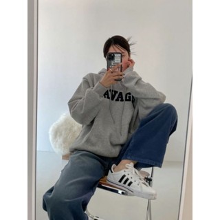 好康批起來❤️韓國女裝[現貨黑]SAVAGE連帽大學T
