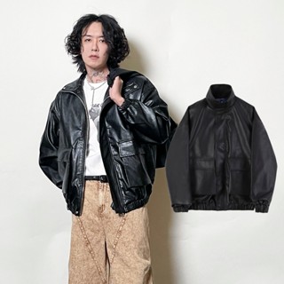 Y2K KOREA 翻領皮衣飛行夾克