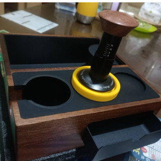 轟炸機一體式，胡桃木咖啡粉渣桶手炳支架盒