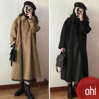 【ohi】氣質復古赫本風呢子大衣 中長款毛呢外套 長袖外套 外套女 秋冬百搭外套 女生外套 女裝 GCS567