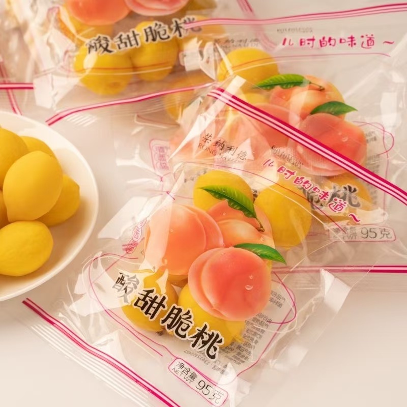 甜脆桃 鎖喉桃 大包裝 童年嘚迴憶 黃桃 脆桃 蜜餞 古早味零食 小零食 大陸零食 果乾 蜜餞  中國零食