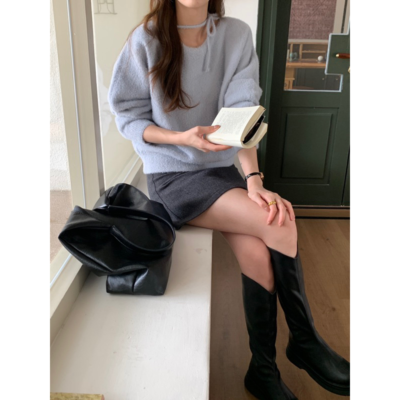 Beforesunrise-小仙女水貂毛綁帶毛衣(B241117)