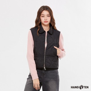 【Hang Ten】女裝-絎縫鋪棉上班穿搭修身背心(黑)