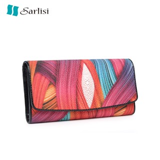 【臺灣現貨】【Sarlisi 】夏麗絲新款泰國進口真皮珍珠魚皮錢包女長款長夾大容量長夾女士手拿包