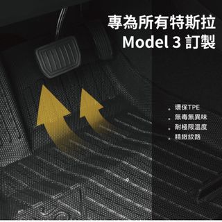 【JOWUA】 TESLA 2024 全系列 所有年份 Model 3 立體耐磨腳踏墊 三件組 面紙盒 防泥沙防灰塵防水