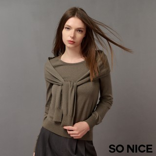 SO NICE【特惠】假兩件式披肩造型羊毛混紡針織上衣｜都會時尚女裝【93440011】