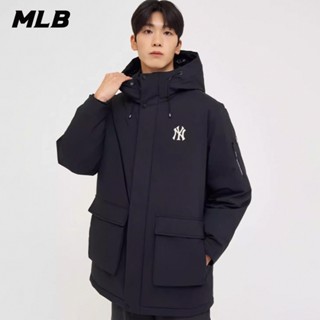 MLB 男女款 連帽長版羽絨外套 紐約洋基隊 (3ADJB1446-50CGS)【官方旗艦店】