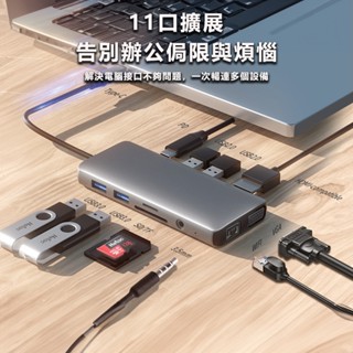 Netac 臺灣雷騰 Type-C 11合1 擴充集線器 100W 快充/4K HDMI/網口/讀卡