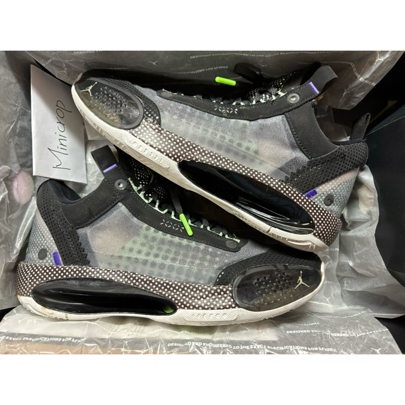 [Minicrop] 優質二手 us9.5 Jordan xxxiv 34 Low PD PF AJ34 Low 黑綠色