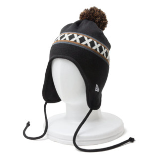 現貨一 New Era Japan Ear Flap Line Knit 日本帶回黑色護耳防寒針織黑綠咖啡條紋X毛線帽