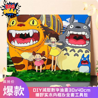 【新品特惠】DIY數字油畫 家居裝飾藝術 30x40cm手作綳框風景畫 客廳花卉掛畫 減壓舒壓手工 禮物寵物畫套裝