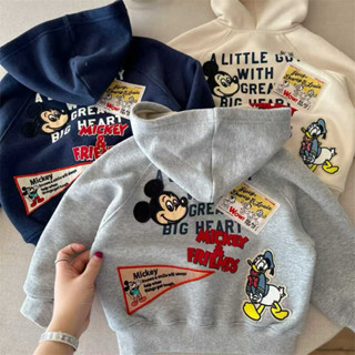 Sin-Baby ✰✰冬季男女童M米奇刺繡內磨毛連帽拉鍊長袖外套✰✰