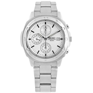 SEIKO 精工 / 三眼計時 簡約時尚 夜光 日期 不鏽鋼手錶 白色 / SND187P / 39mm