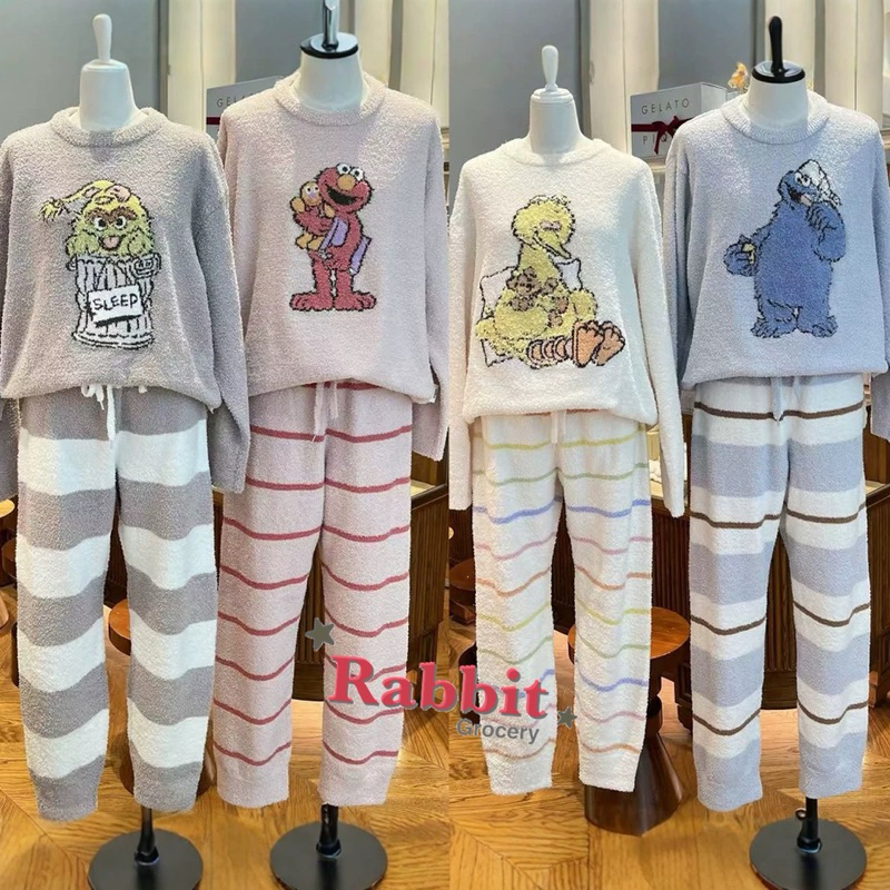 🎉小兔雜貨坊🐰🎉日本Gelato pique 芝麻街聯名款 人氣角色緹花睡衣組