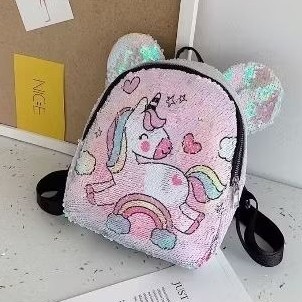 熊耳朵獨角獸亮片後揹包