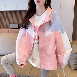 胖胖美依 秋冬上衣 大碼上衣 中大尺碼學院風S-2XL外套秋季拼色洋氣秋裝風衣衝鋒衣上衣NE259-1023.