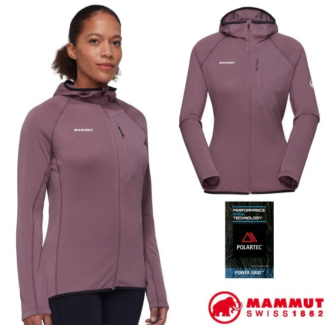 【MAMMUT 長毛象】女 保暖抗風防潑 連帽針織外套 Polartec Aenergy 登山外套/波動紫 05550