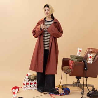 【MOSS CLUB】拉格蘭袖長版風衣長袖外套 紅 綠 黃