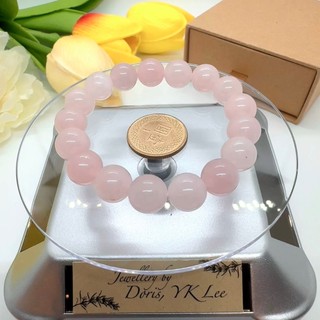 【現貨】半寶石手串 /10mm天然粉晶圓珠 Natural Rose Quartz Bracelets