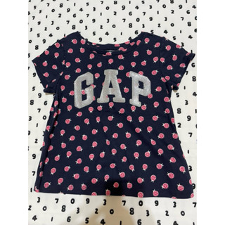 GAP 上衣 短袖上衣 經典LOGO 點點上衣 女童 尺寸：4T