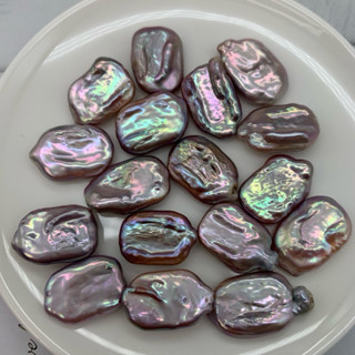 🎀小小飾品🎀天然珍珠13+mm～18+mm方糖珍珠炫彩珍珠巴洛克異形珍珠裸珠DIY供佛供神明單顆獨一無二珠光極亮炫紫彩光