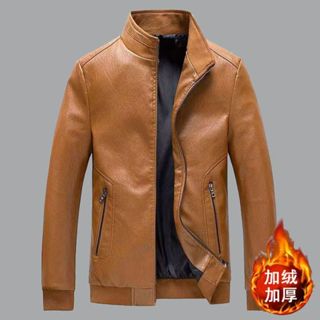 冬天男生外套 男士皮夾剋海寧秋冬季新款立領加絨加厚保暖潮流皮衣1110 LPDB