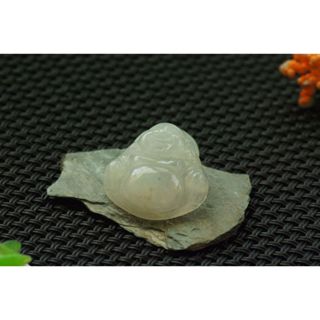S1008玉墜子❀翡翠玉A貨冰潤通透白底小佛公彌勒佛玉墜吊墜掛件玉珮【緬甸玉翠軒】玉首飾品 男女款式