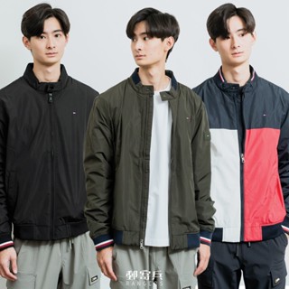 郵寄兵．現貨 TOMMY HILFIGER 男版 手袖撞色 領口鈕扣 手臂矽膠方塊LOGO 外套 保暖 美國