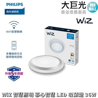 【Philips 飛利浦】Smart LED WiZ 智慧照明 慕心智慧 LED吸頂燈-銀色 (PW009)