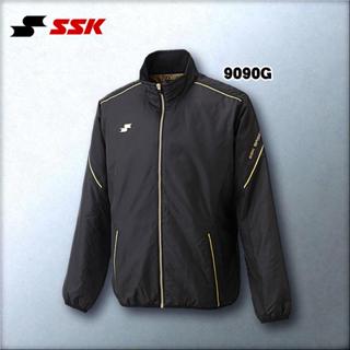 棒球世界 全新日本進口 SSK 鋪棉風衣外套 棒球外套防風防潑水(BWPE15104)黑金配色