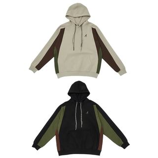 KANGOL 中性 黑 卡其 大學剪接 帽T 64551050-