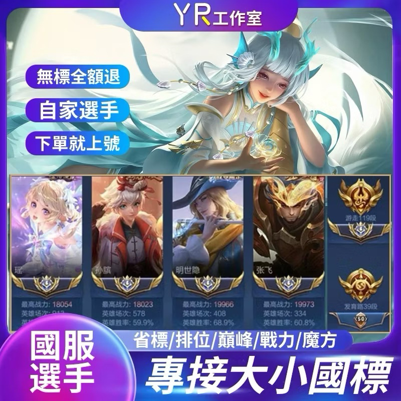 王者榮耀 代打代練 陪玩陪打 代打巔峰戰力 大小國標 24小時接單 雙系統四區都能打