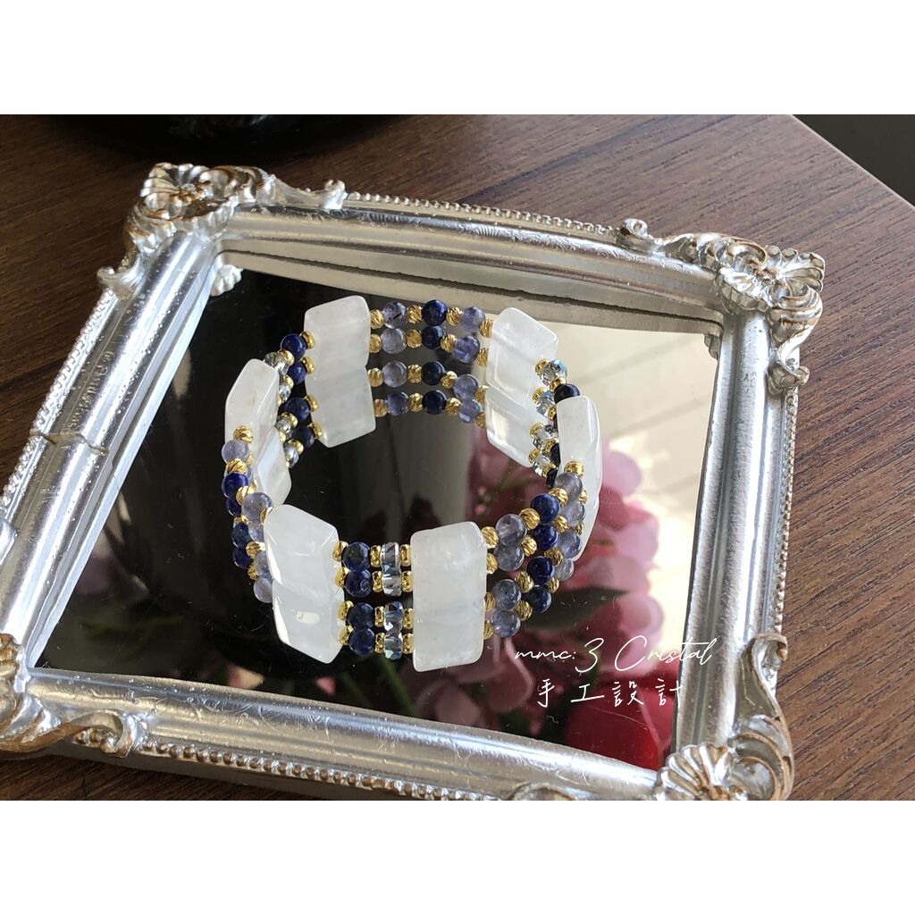 ❤️🩹療癒系❤️🩹-白幽靈手排x堇青石x青金石x奧地利水晶設計款