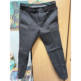 正韓國製 咖啡色棕色修身休閒長褲 slim fit 彈性西裝褲 斜紋布 韓系 正韓 二手出清