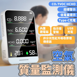 PM2.5 六合一 空氣品質檢測儀 二氧化碳偵測器 濃度檢測儀 空氣檢測 甲醛測試儀 溫度 濕度 甲醛檢測