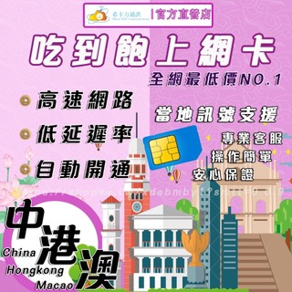 【4G/5G 中港澳SIM卡－高速上網絡卡】中國/香港網絡卡/澳門網絡卡/三地共用/免翻牆/喫到飽/熱點分享/隨插即用/網路卡