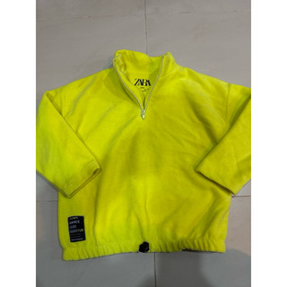 Zara 螢光色立領長袖pullover 搖粒絨 size 8