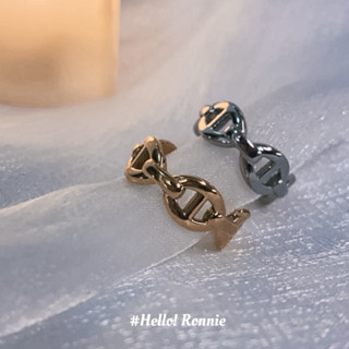 ✨Hello!Ronnie✨ 現貨316L通體鈦鋼戒指 醫療鋼戒指 質感抗敏 豬鼻開口戒指 金/銀