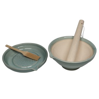 萬古燒 青磁 研磨缽4件組 日本陶器 磨泥器具 福介商店
