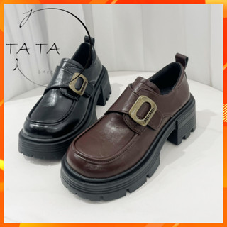 TATA【現貨+預購】🌟法式復古英倫皮鞋 厚底增高樂福鞋 粗跟鞋 外出鞋學院風休閒鞋