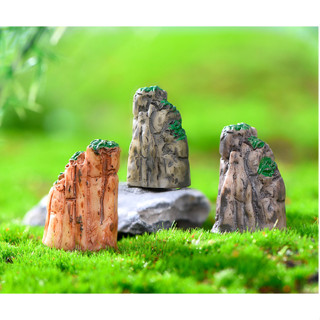🍁 （1入3入）模擬 造景 假山 石山 石頭 山嶽 山 苔蘚微景觀擺件 樹脂飾品 水族園藝擺件 隨草憶境